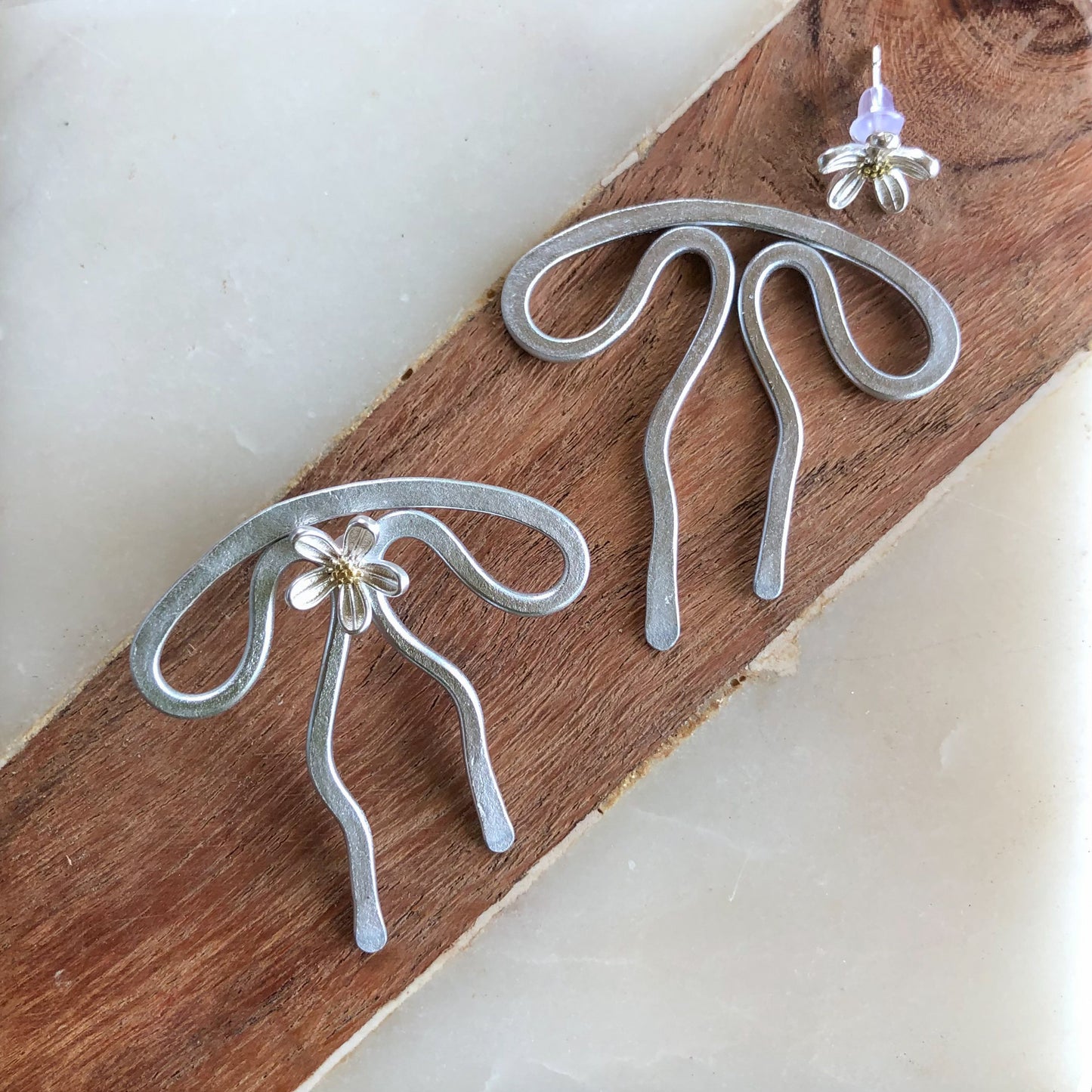 Coquette Bow: Hand-formed aluminum wire earring jackets