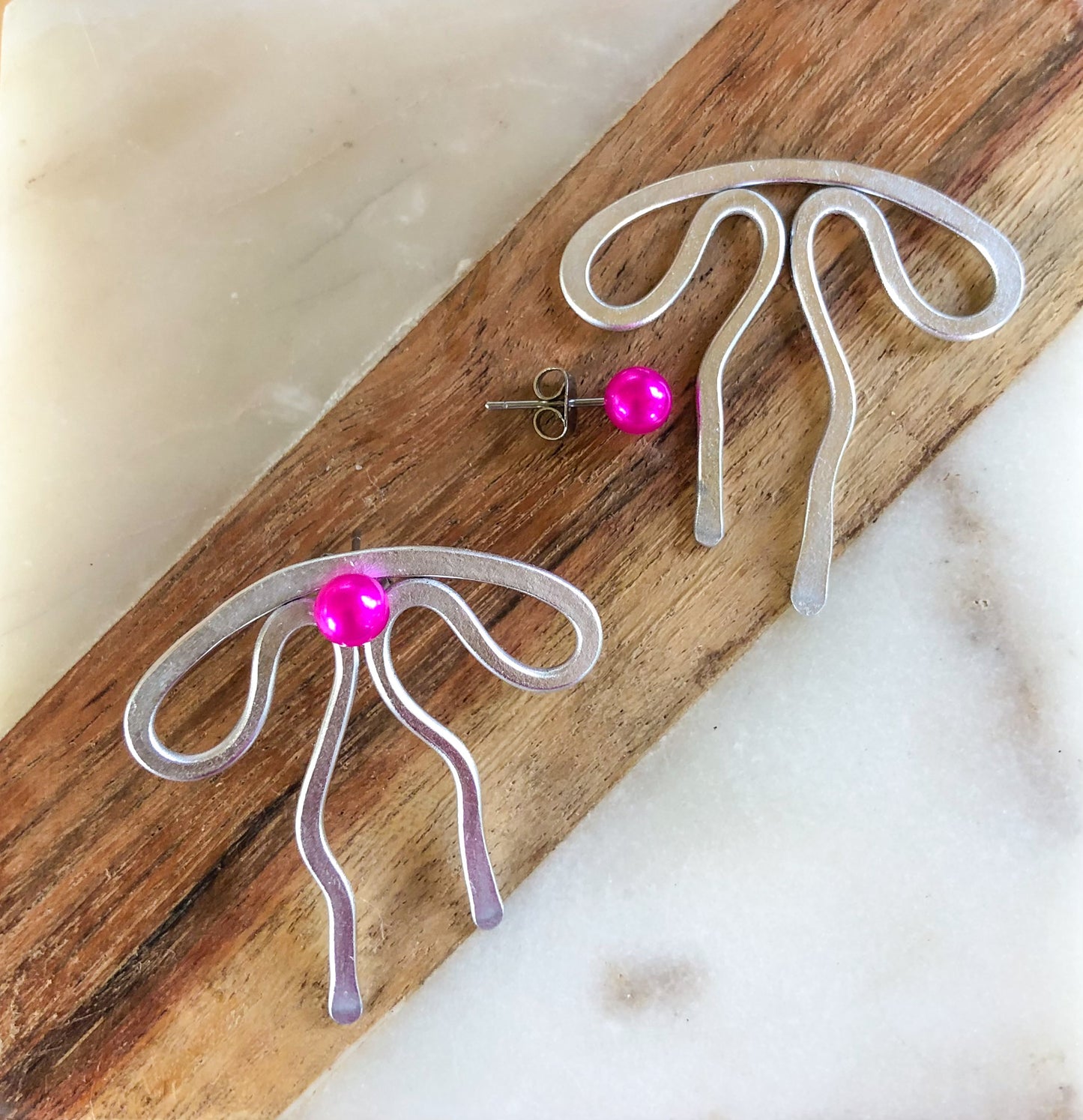 Coquette Bow: Hand-formed aluminum wire earring jackets