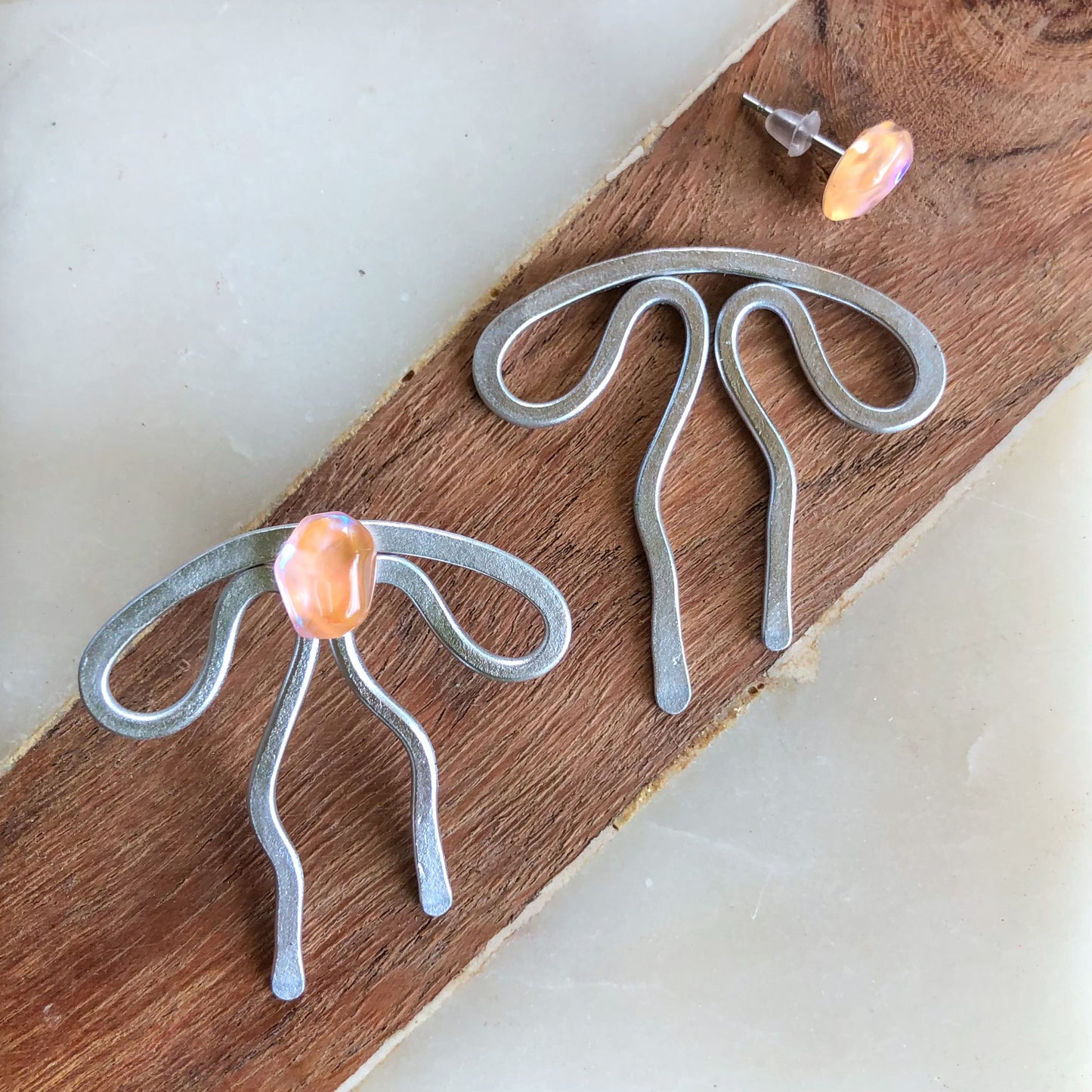Coquette Bow: Hand-formed aluminum wire earring jackets