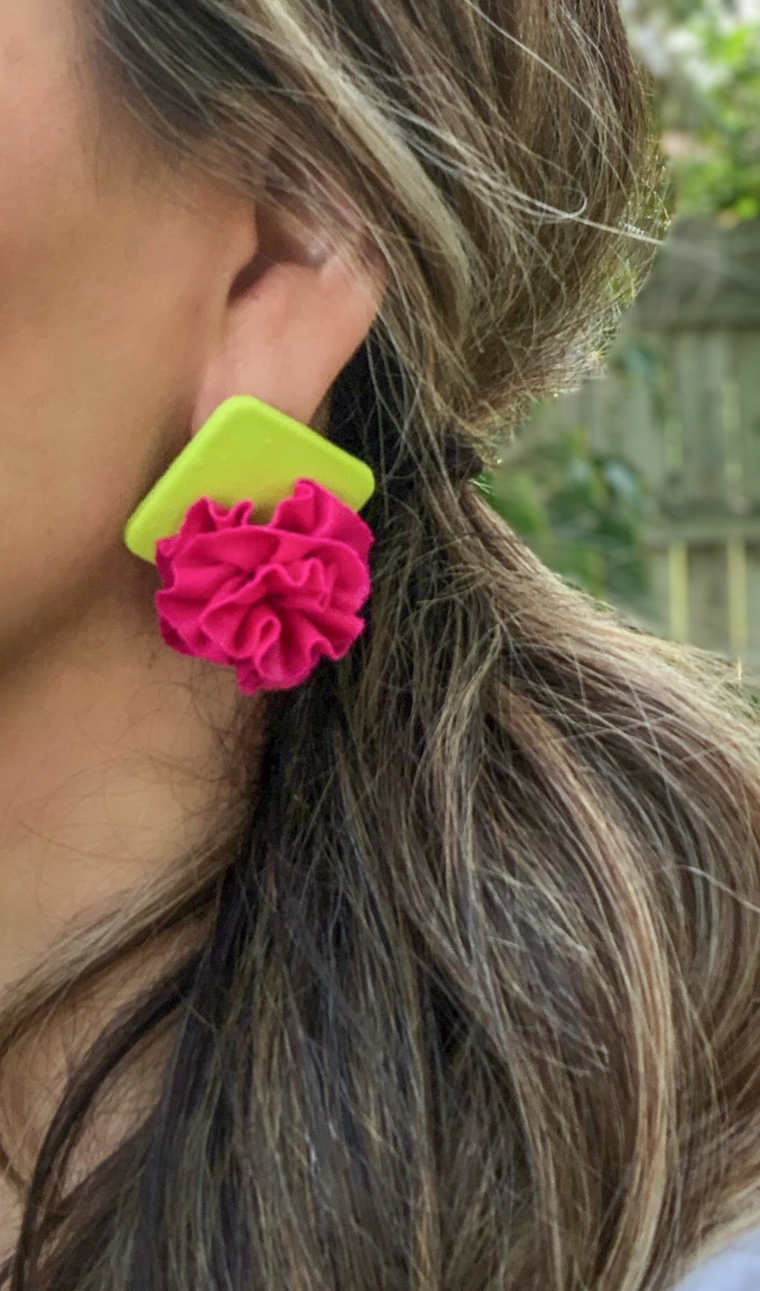 Fiesta Flair Moss Rose- Square Diamond Shape Stud Post Back