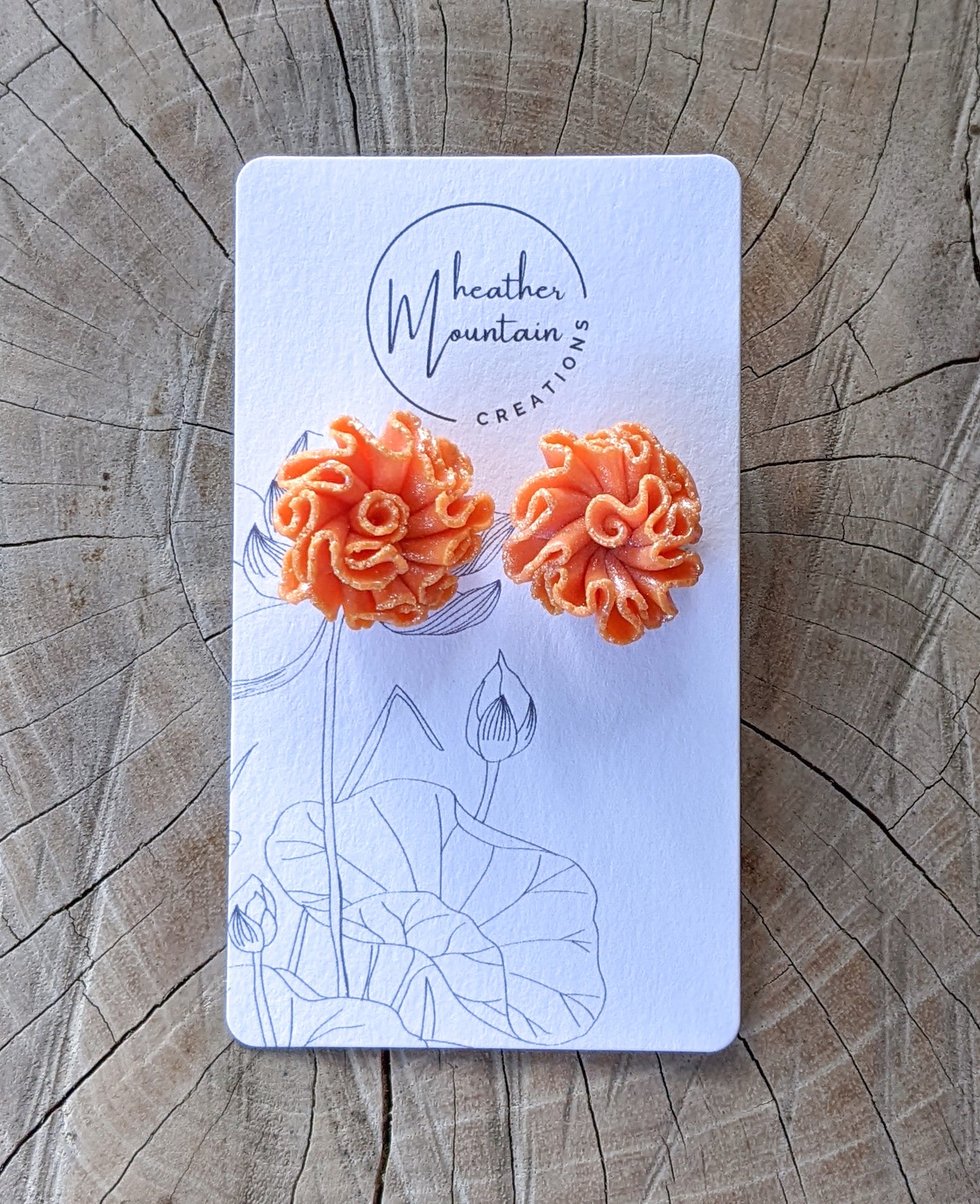 Moss Rose- Orange with pearl dusting finish- Small studs