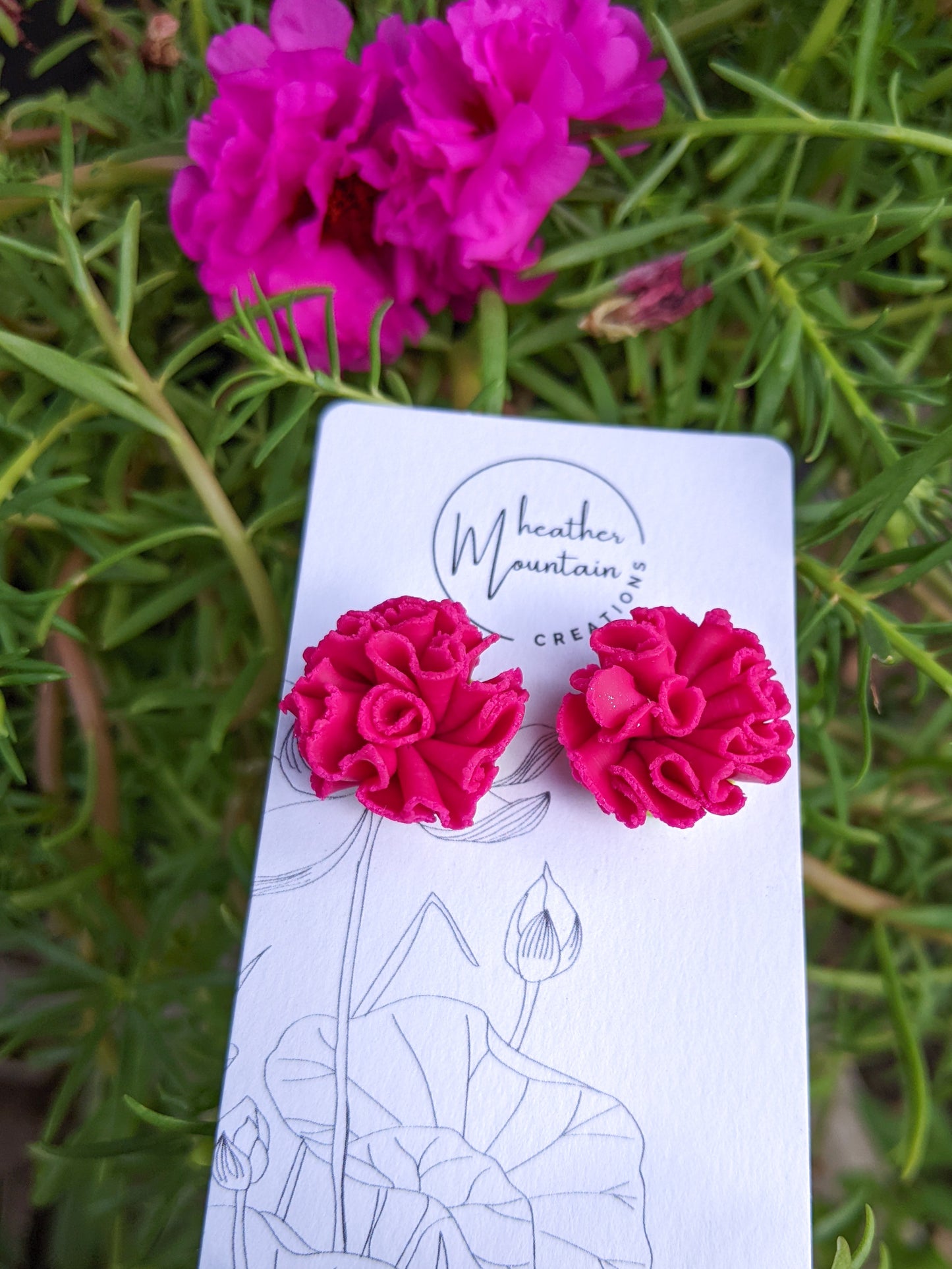 Moss Rose- Fuchsia Small Studs