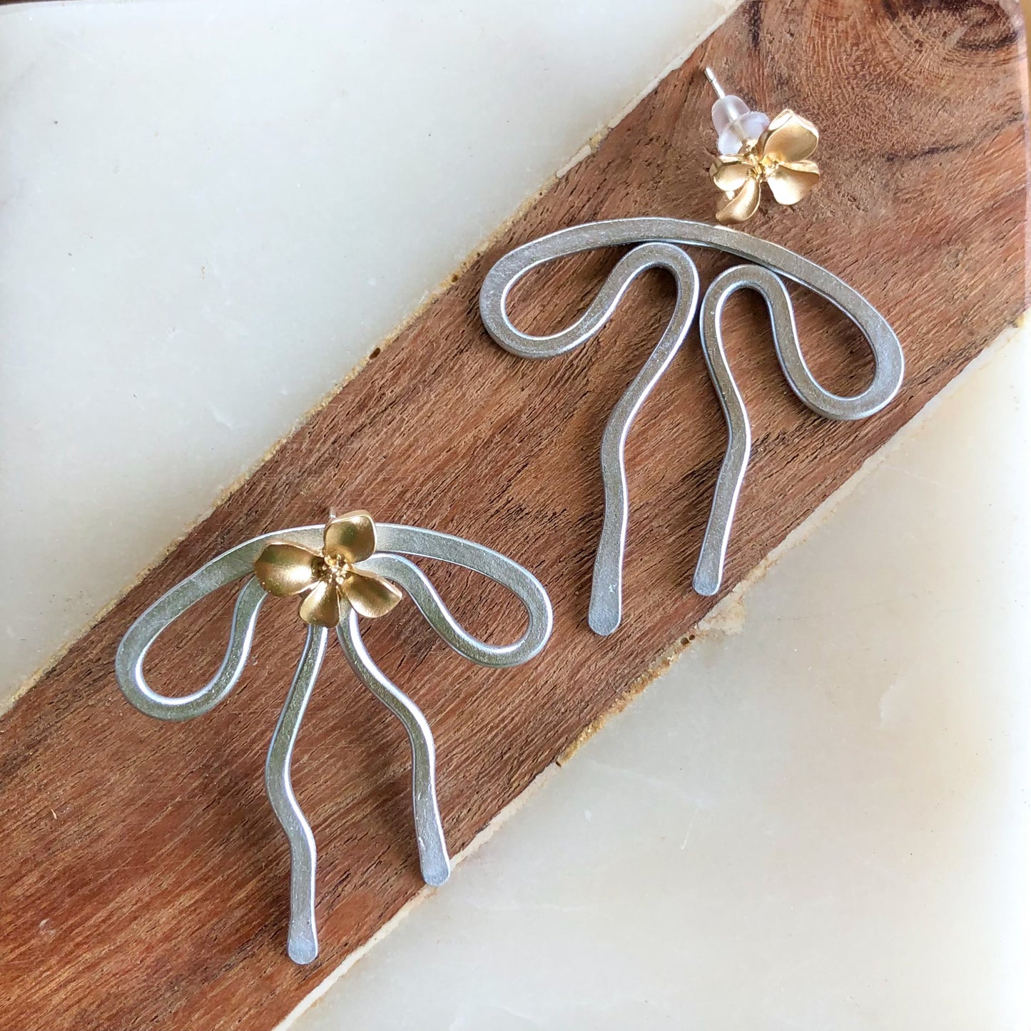 Coquette Bow: Hand-formed aluminum wire earring jackets