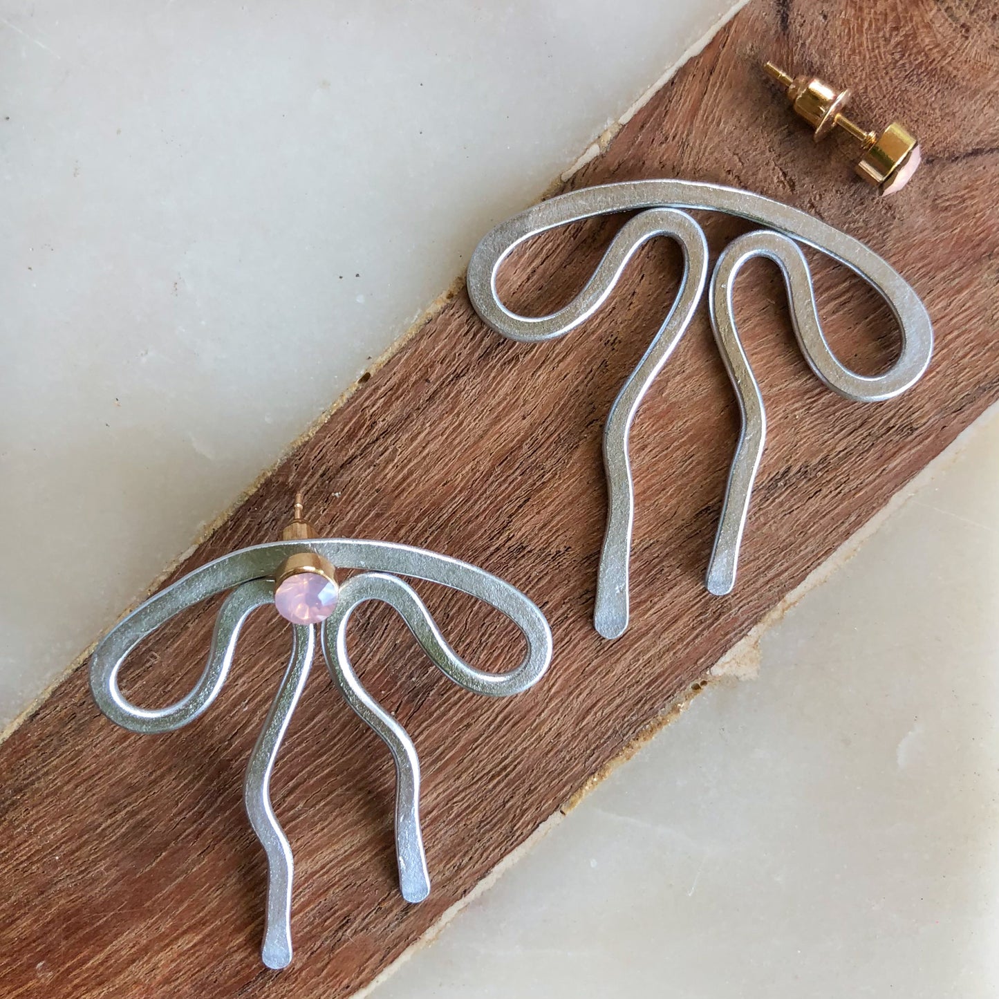 Coquette Bow: Hand-formed aluminum wire earring jackets