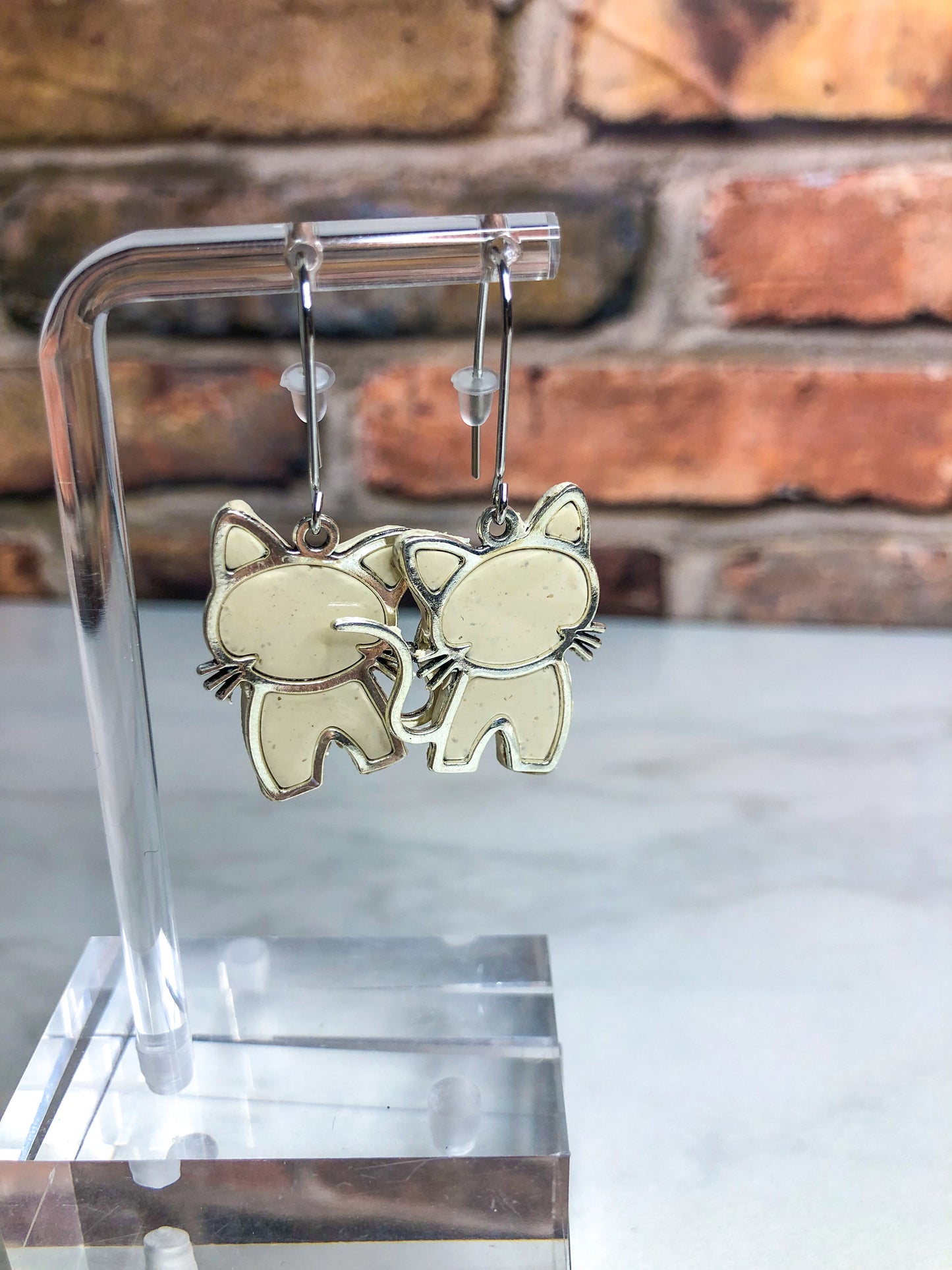 Skittles-Cream Color- Cat Silhouette Dangle