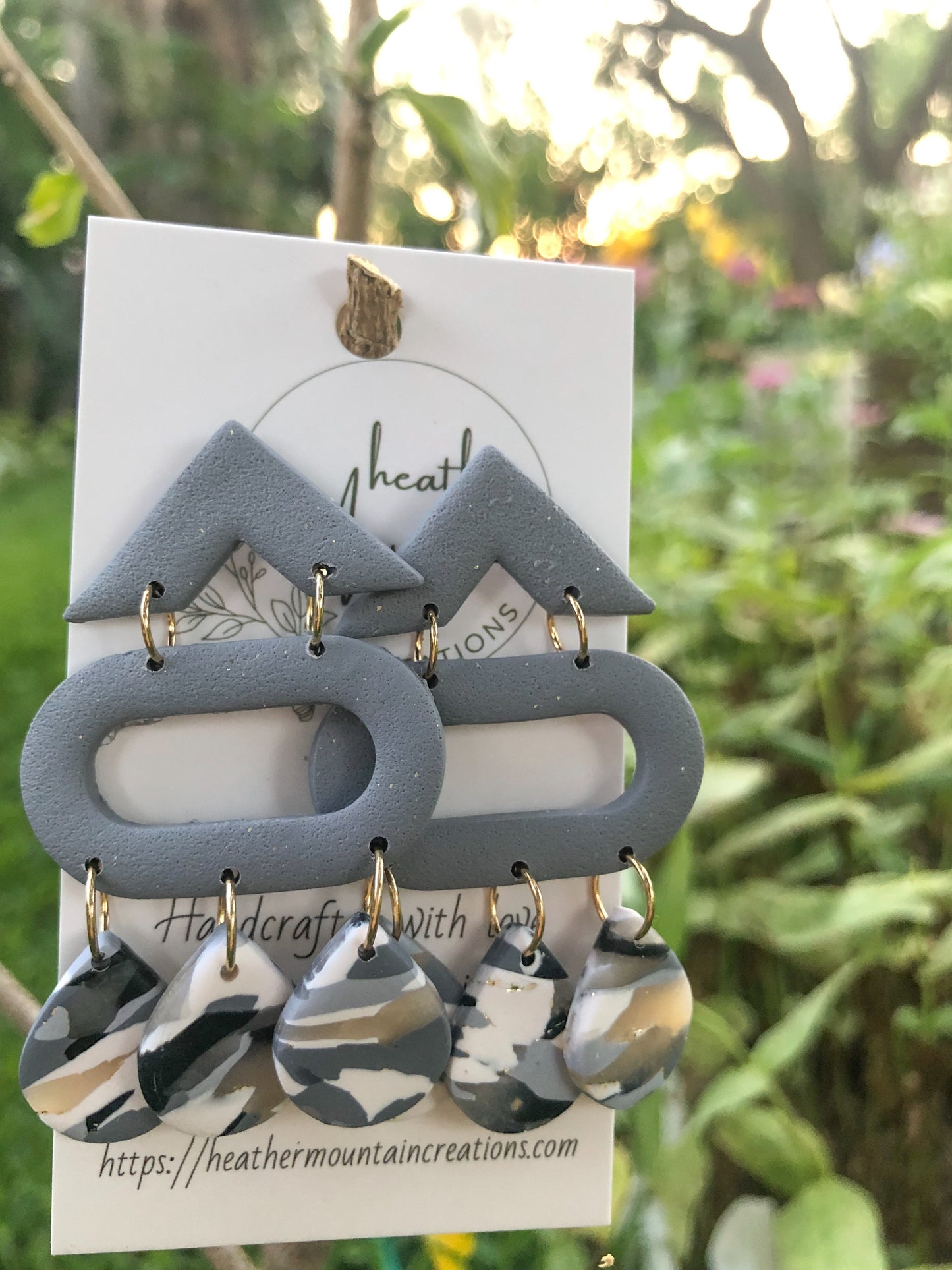 Boho Vintage- Grey and Monochrome drop dangles