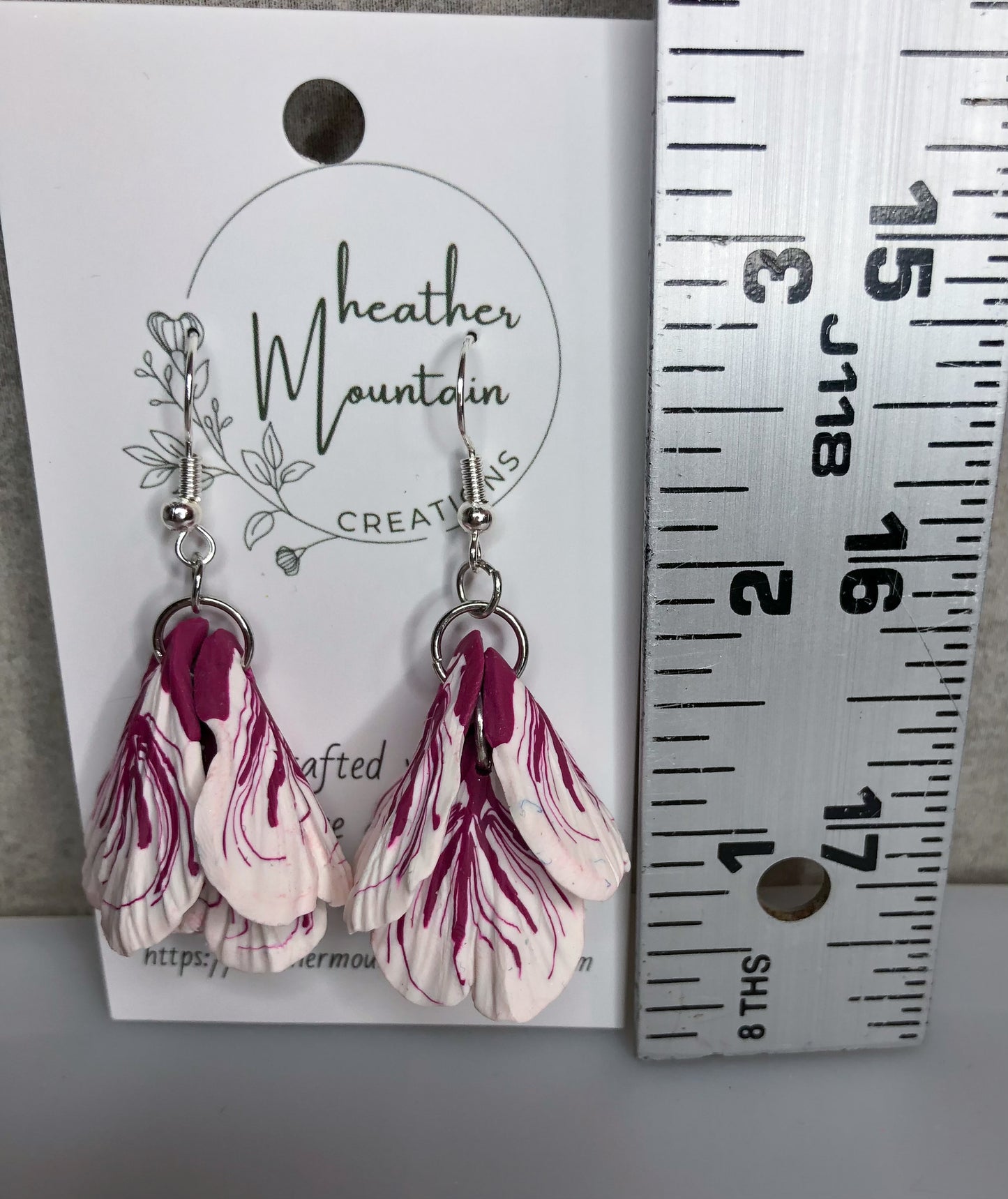 Zebrina- Malva flower petal dangle