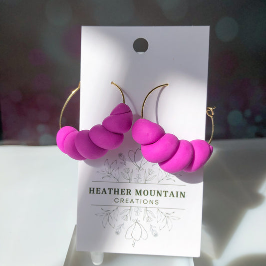 Pretty in Pink- Neon purple wrapped hoops