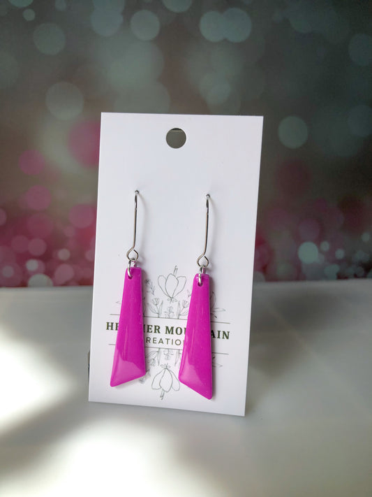 Pretty in Pink- Neon purple with resin glazed ribbon dangle