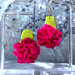 Fiesta Flair Moss Rose- Trapezoid Shape Back- French Earring Hooks